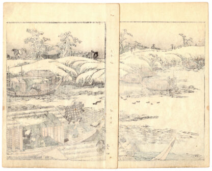 SNOWY LANDSCAPE AND PLEASURE BOATS (Utagawa Kunitora)
